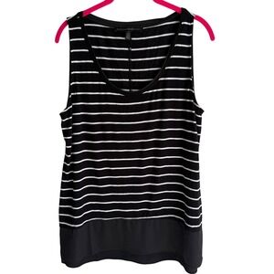 WHITE HOUSE BLACK MARKET Black Striped Woven Hem Ladies Sleeveless Top, M